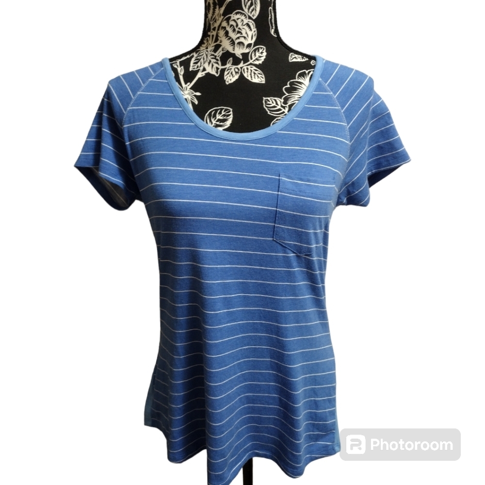 KÜHL Striped Short Sleeve Pocket Tee - Blue/White - Size Small